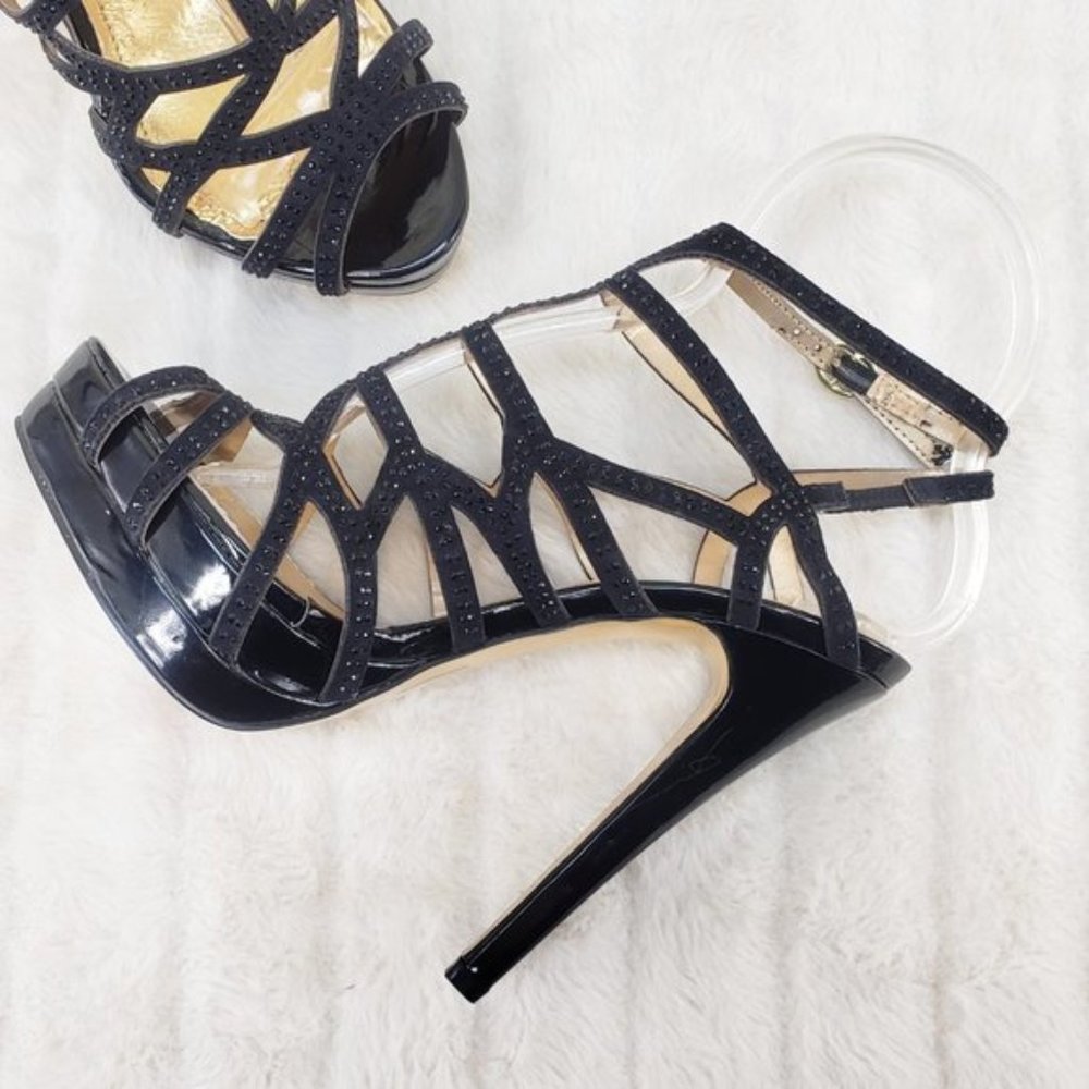 Luichiny Geo Cage Rhinestone Strap Platform High Heel - Picture 4 of 6